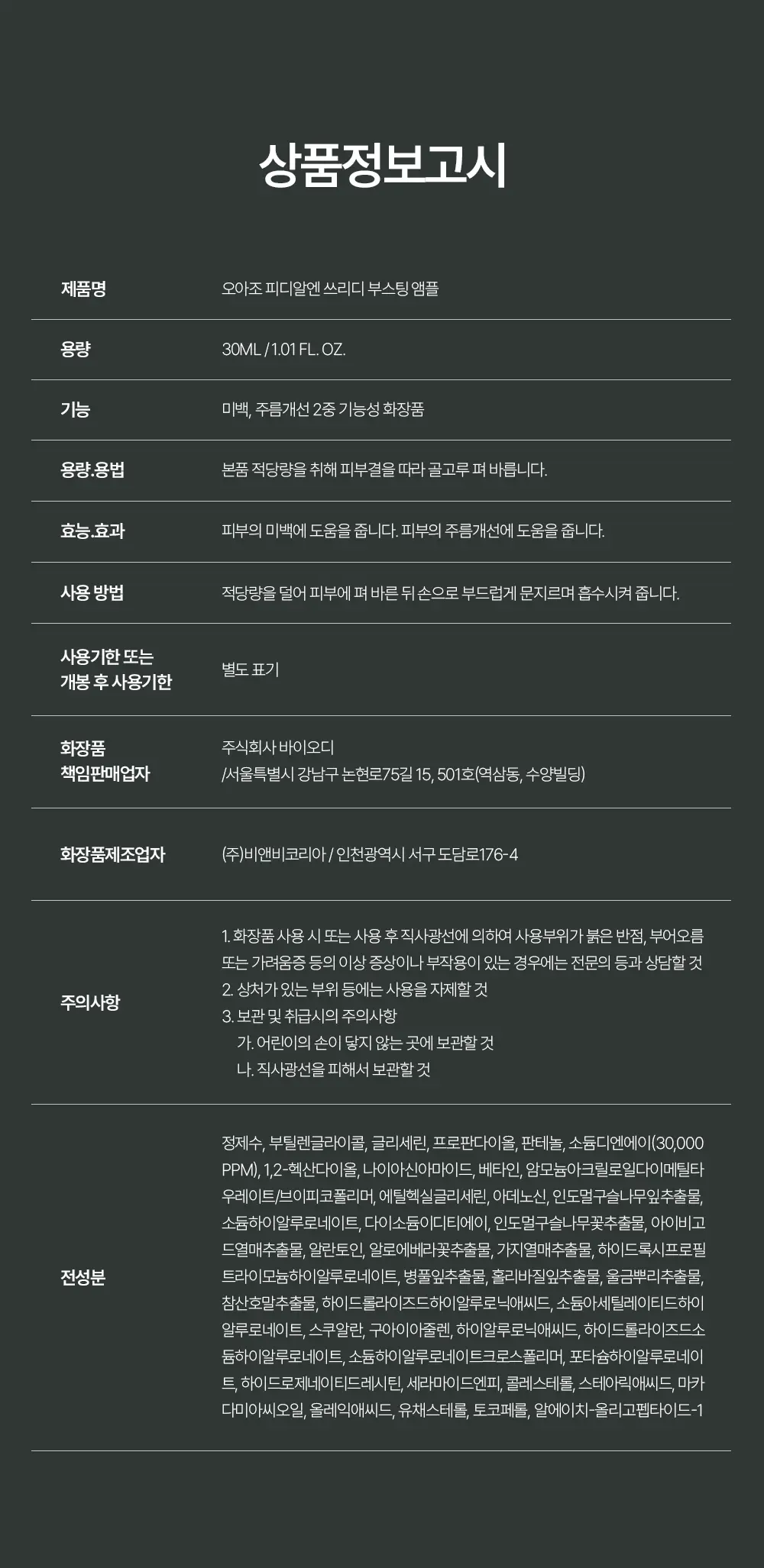 [티벳동생 공동개발] 오아조 피디알엔 쓰리디 부스팅 앰플 30ml 상세페이지 30
